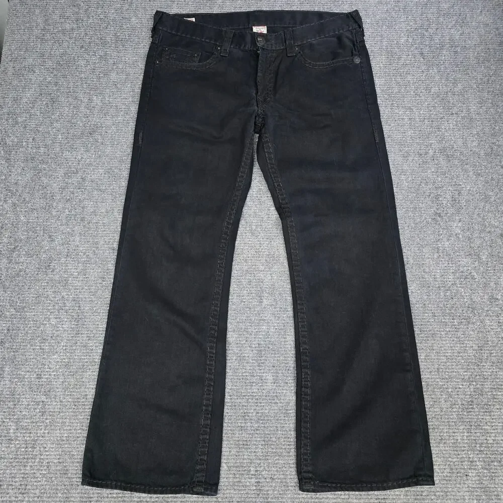 True Religion Jeans Mens Tag 40 Measures 42x34 Black Super T Straight Made USA